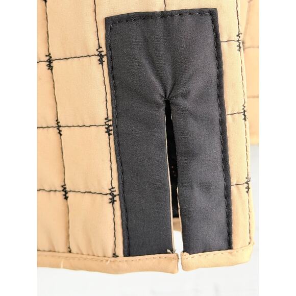 Napa Valley quilted full zip tan jacket with black trim Petite Med. - Picture 5 of 11